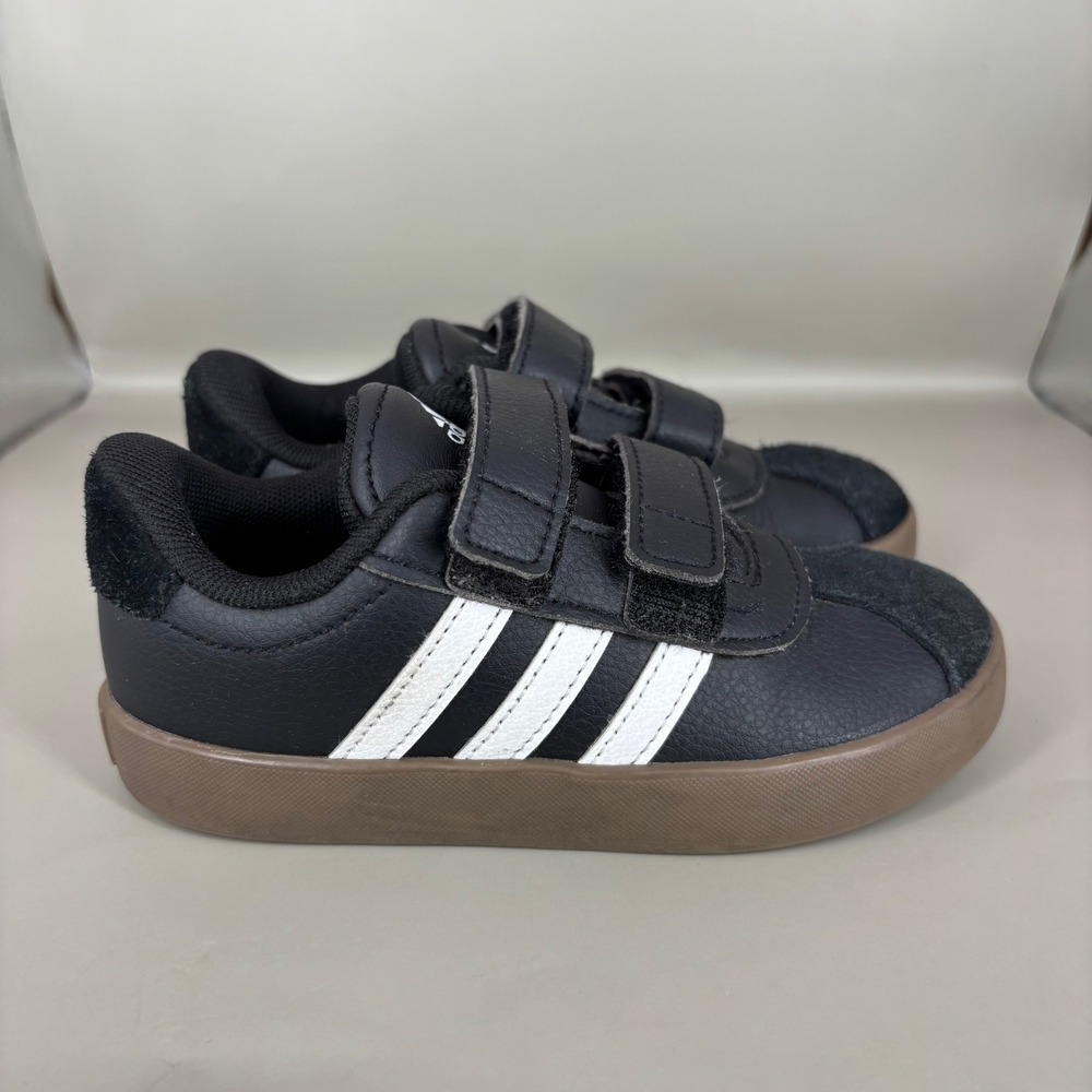 Adidas VL Court 3.0 Toddler Shoes Black White Gum ID9156 Size 9K